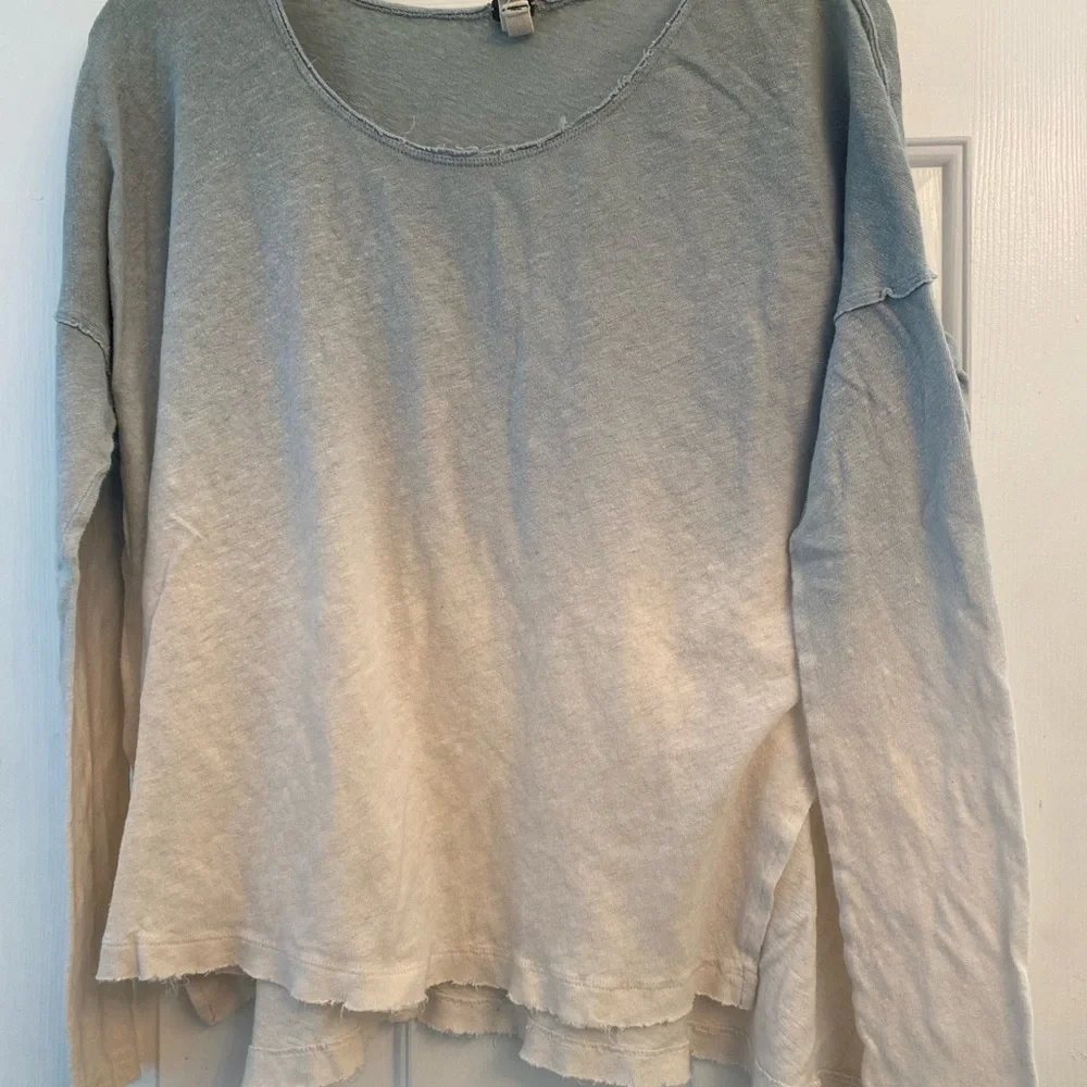FREE PEOPLE Starry Night Dip Dye Ombre Linen Top S